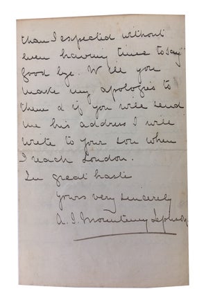 Three Autograph Letters, signed, to Madame Emilie de Morier (née Naville)
