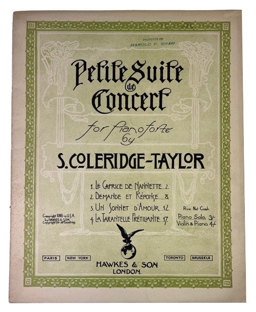 Item #3452 Petite Suite de Concert for Piano Forte [Sheet Music]. Samuel Coleridge-Taylor.