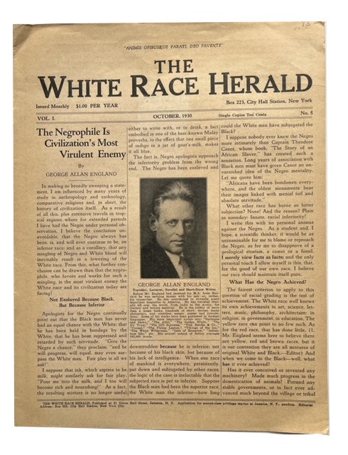Item #49328 The White Race Herald, Vol. I, No. 5 (October 1930)