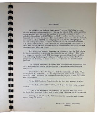 The College Assistance Program: 1964-1966: Description and Appraisal