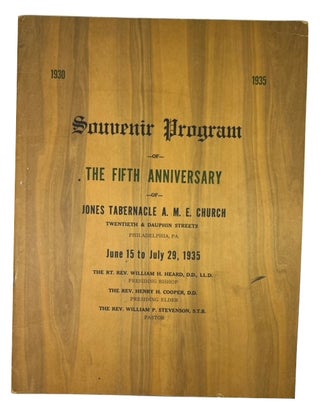 Item #58408 Souvenir Program of The Fifth Anniversary of Jones Tabernacle A. M. E. Church,...