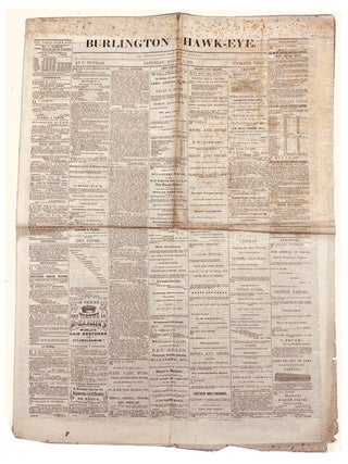 Item #59168 Burlington Hawk-Eye, (Saturday, August 1, 1863