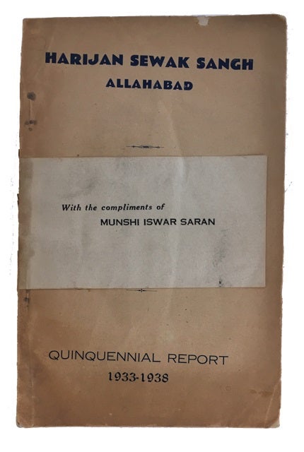 Item #68138 Report of the Harijan Sewak Sangh, Allahabad 1933-'38. [caption title]