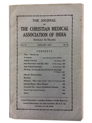 Item #68455 Journal of the Christian Medical Association of India. Three issues: Vol. IV, No. 6...