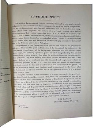 Howard University Medical Department, Washington, D.C.: : A Historical, Biographical and Statistical Souvenir