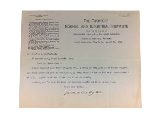 Item #75758 Typed letter, Signed to Dr. Charles S.Macfarland, dated April 20, 1910. Booker...