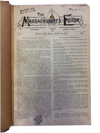 Item #80303 The Massachusetts Editor. Vol. I, Nos. 1-12 (1897-1898). Massachusetts Press Association
