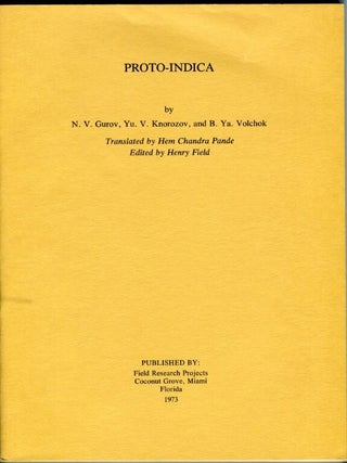 Item #82863 Proto-Indica. N. V. Yu. V. Knorozov B. Ya. Volchok Gurov, and