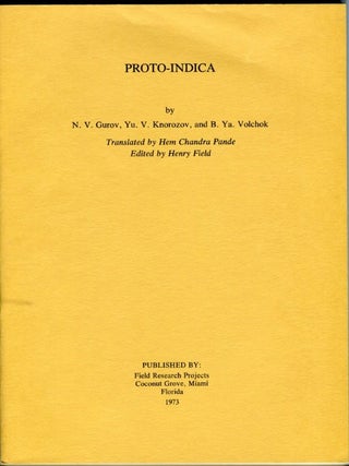 Item #82863 Proto-Indica. N. V. Yu. V. Knorozov B. Ya. Volchok Gurov, and