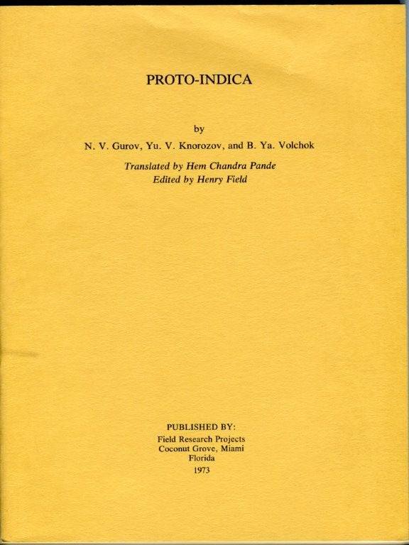 Item #82863 Proto-Indica. N. V. Yu. V. Knorozov B. Ya. Volchok Gurov, and.