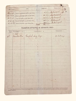 Certificate for One Special Share costing 100 rupees for the Dasghara-Jamalpurgunj Extension. Dated 9th December 1916.