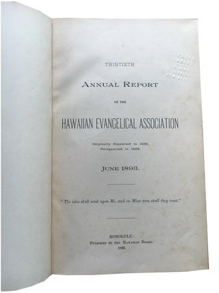 [Thirtieth through Thirty-Seventh] Annual Report of the Hawaiian Evangelical Association