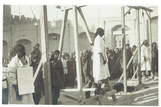 Item #85816 Hanging of Three Unidentified Men. Execution Postcard