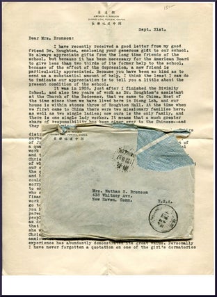 Item #85941 Typed Letter, signed. Two Pages Dated Sept. 21 [1937] at Diong Loh. Arthur O. Rinden