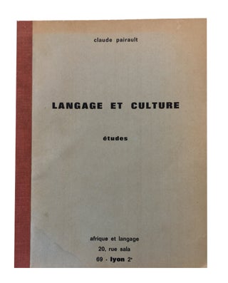 Item #87098 Langage et Culture: Etudes. Claude Pairault