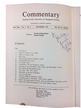 Commentary, Two issues: Vol. 1, Nol 2 (November 1975) and Vol. II, No. 1 (August 1976)