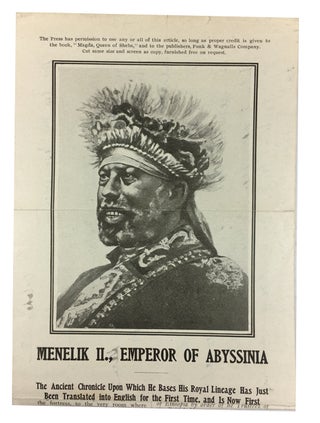 Item #87527 Menelik II., Emperor of Abyssinia. The Ancient Chronicle upon which He Bases His...