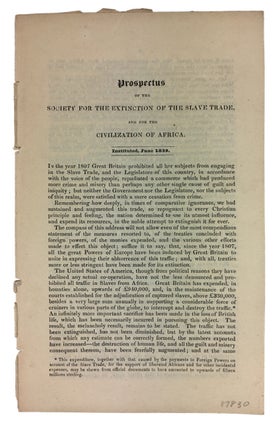 Item #87830 Prospectus of the Society for the Extinction of the Slave Trade and for the...