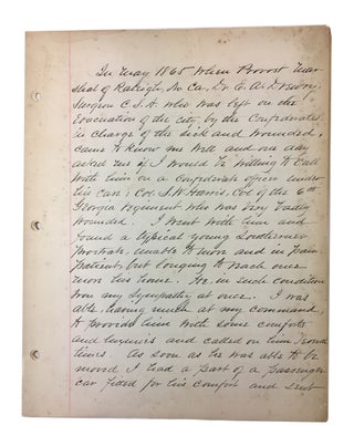 Item #88538 Material Relating to His Kindness to a Confederate Officer in North Carolina after...