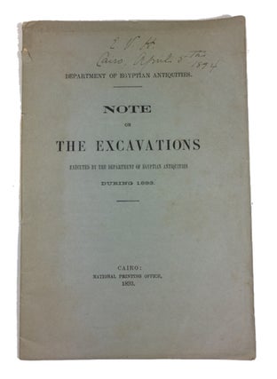 Item #88551 Note on the Excavations Executed by the Department of Egyptian Antiquities during...