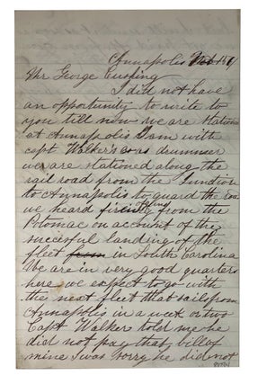 Item #88794 Autograph Letter Signed. Union Soldier. Date hard to read but probably Nov. 15, 1861....