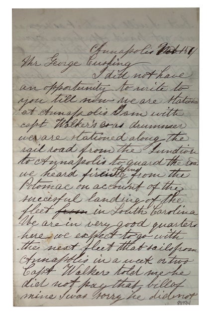 Item #88794 Autograph Letter Signed. Union Soldier. Date hard to read but probably Nov. 15, 1861. Timothy Dunnovan.