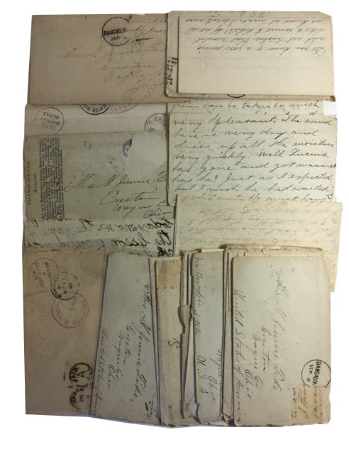 Item #88802 15 Autograph Letters sent from Bangalore and other locations in India to her sister (Mrs. M. Jennie Pike) in Creston, Ohio. Nena Richards, Mrs. Ira A.
