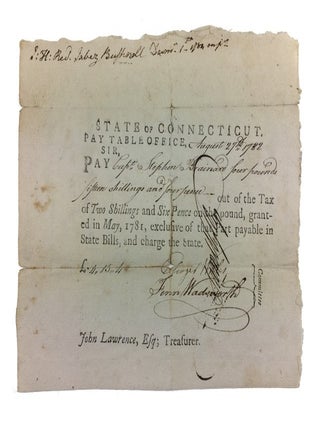 Item #88806 Revolutionary War Pay Voucher dated August 27, 1782 authorizing Payment of Four...