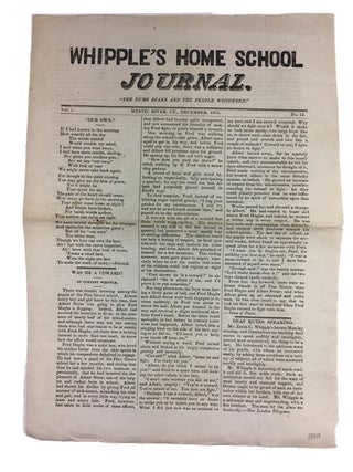 Item #88991 Whipple's Home School Journal, Vol. I, No. 12 (December, 1875). Whipple's Home School...