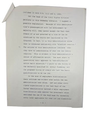 Testimony of Jack Greenberg Director-Counsel NAACP Legal Defense Fund, Inc. on the FY 1983 Authorization Request for the Civil Rights Division, U.S. Department of Justice before the Subcommittee on Civil and Constitutional Rights U. S House of Representatives, Tuesday, March 23, 1982. [cover title]
