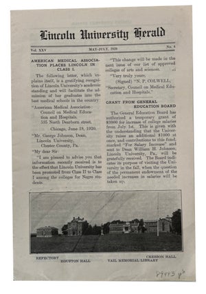 Item #89443 Lincoln University Herald, Vol. XXV, No. 4. (May-July 1920). Pennsylvania Lincoln...