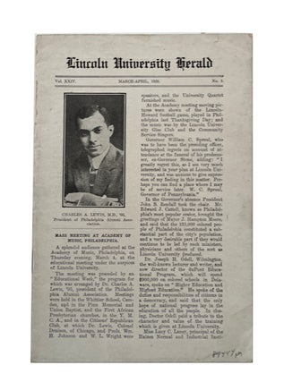 Item #89444 Lincoln University Herald, Vol. XXIV, No. 3. (March-April 1920). Pennsylvania Lincoln...