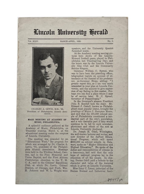 Item #89444 Lincoln University Herald, Vol. XXIV, No. 3. (March-April 1920). Pennsylvania Lincoln University.
