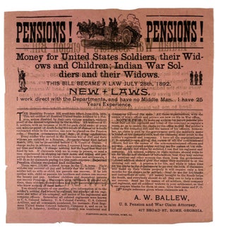 Item #89604 Pensions! Pensions! Money for United States Soldiers their Widows and Children;...
