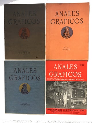 Anales Graficos: Revista Mensual Dedicada a Las Artes Graficas y Especialmente al Desenvolvimiento del Periodico Moderno ... Vol 1, No. 1 (Dec. 1925); Vol. 2, Nos. 1 and 2 (Jan. and Febro de 1926); Vol. 3, No. 4 (April 1927); Vol. 5, No. 10 (Oct. 1929); Vol 6, Nos. 1 and No. 2, (Jan.and Sept. 1930); and Issue No. 51 (undated)