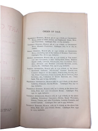 Catalogue of the Art Collection formed by the late Mrs. Mary J. Morgan to be sold by Auction ... March 3d, 4th and 5th ... Chickering Hall ...