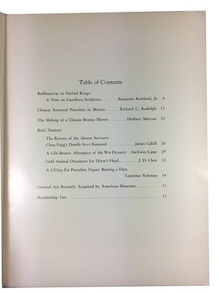 Archives of the Chinese Art Society of America. Volume XV (1961).