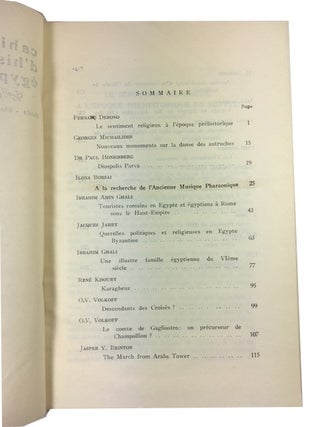 Cahiers d'Histoire Egyptienne: Histoire - Ethnographie - Documents. = Egyptian History Papaers, Volume XI (1969)