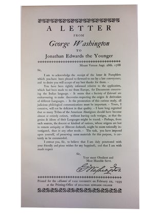 Item #89959 A Letter from George Washington to Jonathan Edwards the Younger