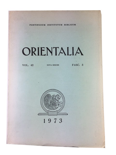 Item #89973 Orientalia. Nova Series. Vol. 42, Fasc. 3 (1973). biblico Pontificio Istituto.