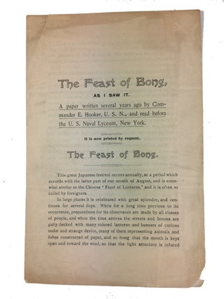 Item #89979 The Feast of Bong, as I Saw It. A Paper Written Several Years Ago by Commander E....