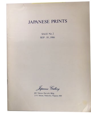 Item #90020 Japanese Prints. Sale No. 2, Sep. 10, 1986. Japanese Gallery