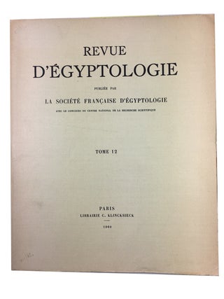 Item #90061 Revue d'Egyptologie. Tome 12. Societe Francaise d'Egyptologie