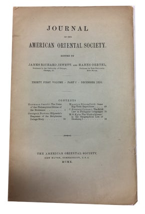 Item #90133 Journal of the American Oriental Society, Vol. 31, Part 1 (December 1910
