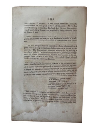 Seventh Annual Report of the Board of Managers of the Mass. Anti-Slavery Society. Presented January 24, 1839 with an Appendix