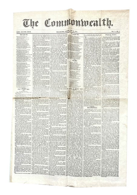 Item #90753 The Commonwealth, Vol. I, No. 1 (May 23, 1874)