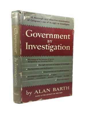 Item #91077 Government by Investigation. Alan Barth