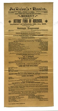 Item #91257 Benefit in Behalf of the Actors' Fund of America, Thursday Afternoon, Dec. 5th, 1895...