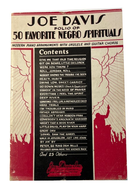 Item #91445 Joe Davis Folio of 50 Favorite Negro Spirituals: Modern Piano Arrangements with Ukulele and Guitar Chords. Joe Davis, compiler and.