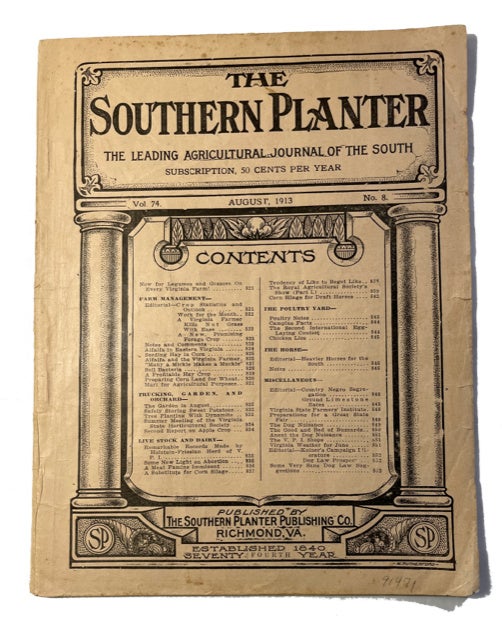 Item #91471 The Southern Planter, Vol. 74, No. 8. (August, 1913)